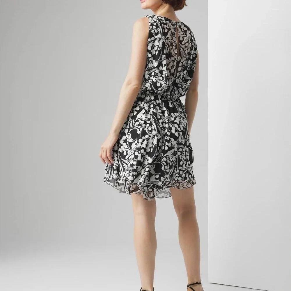 White House Black Market Floral Layered Sleeveless V-neck Mini Dress 00 - Picture 3 of 16
